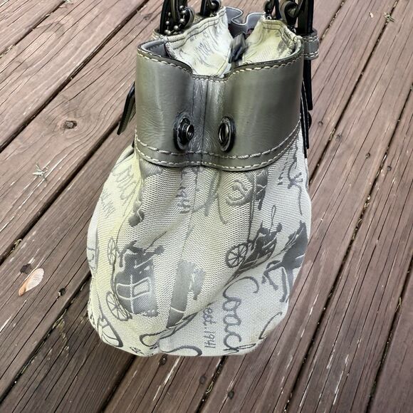 Coach Horse & Carriage Purse Shoulder Bag Gray Hobo - Picture 11 of 15